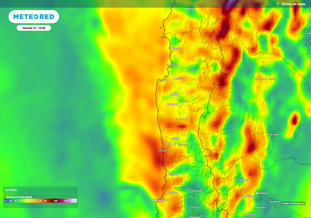 rachas de viento El viento soplará intenso en el Centro norte y Norte Chico. La inestabilidad traerá tormentas, con vientos variables y posibilidad de granizo en algunos sectores.