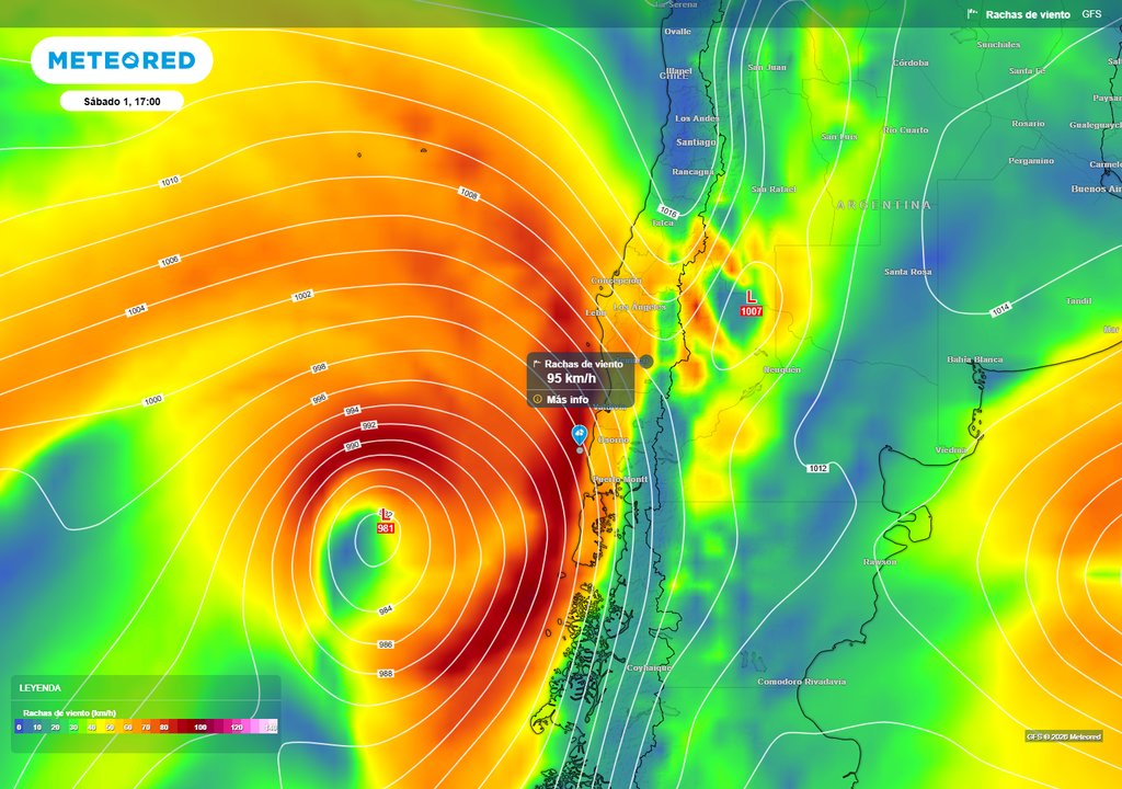 ciclón extratropical La aproximación del ciclón extratropical dejará fuertes vientos y la posibilidad de marejadas en la costa del sur de Chile.