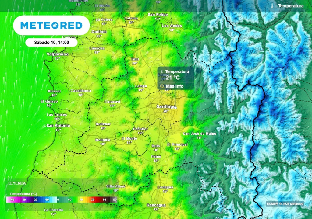 temperatura El sábado perfila como un día primaveral, con marcas sobre los 20 °C.