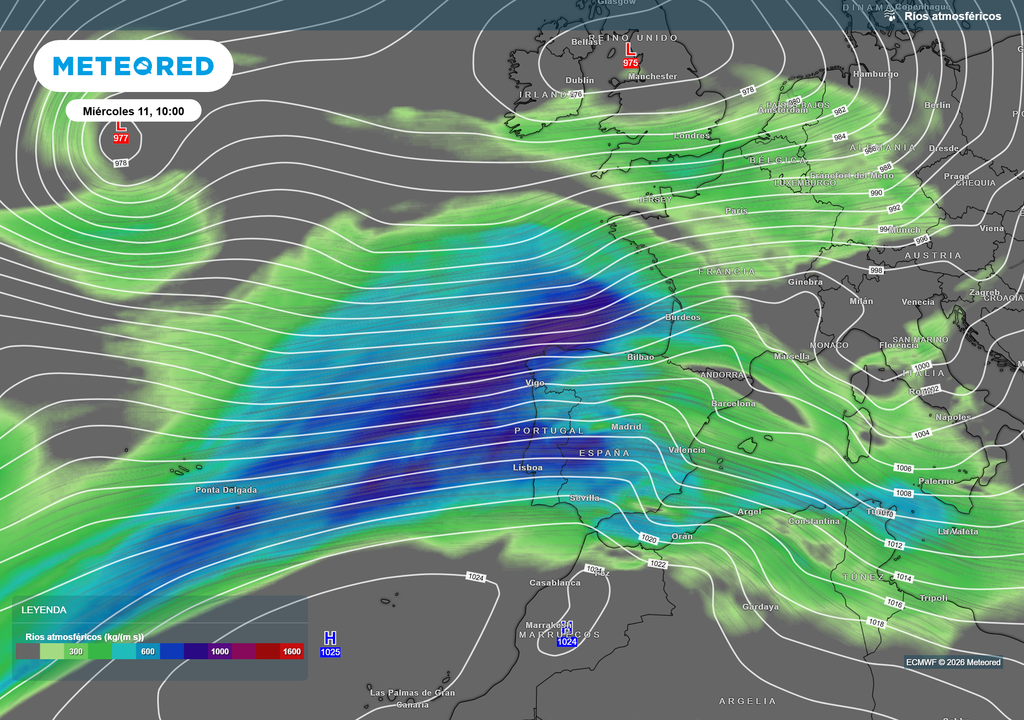 El río atmosférico continuará desplazando humedad a la península.