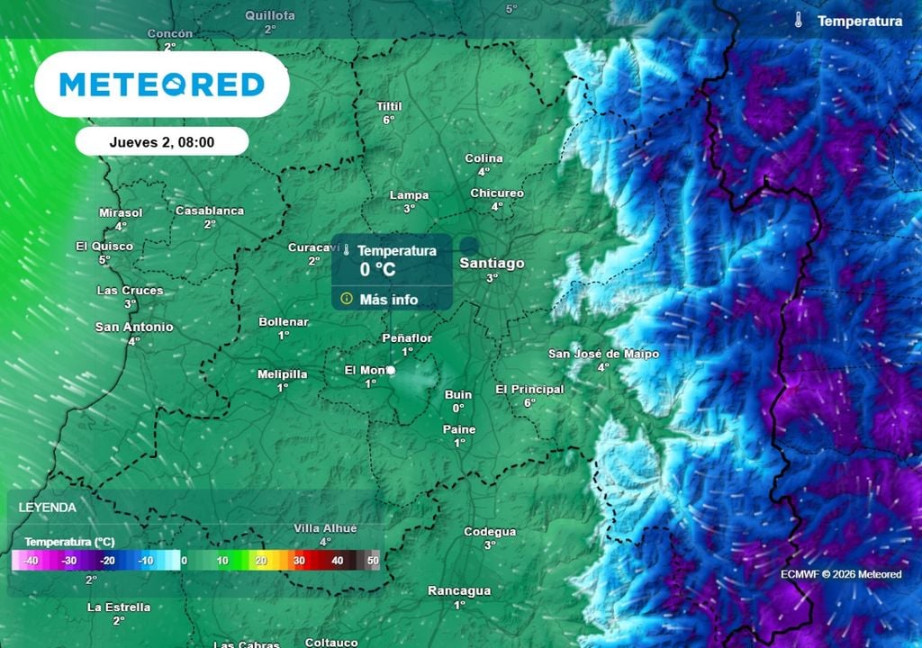 Durante las primeras horas del jueves las heladas volverán a afectar la Región Metropolitana.
