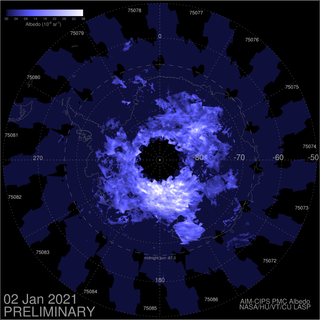 Las nubes noctilucentes sobre el Polo Sur han vuelto