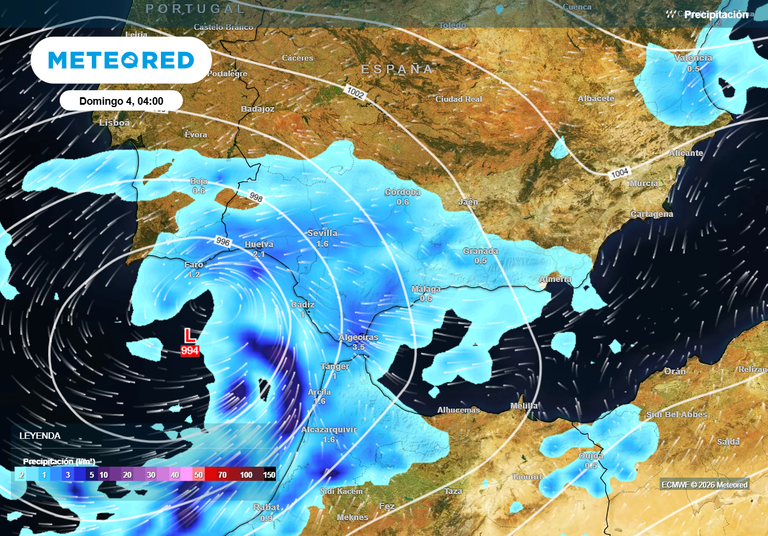 Las provincias de Andaluc&iacute;a en las que m&aacute;s llover&aacute; con Francis: m&aacute;s de 100 l/m2 y nieve en estas zonas