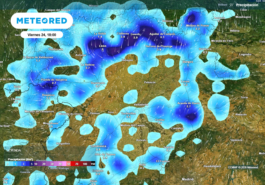 Las precipitaciones serán localmente intensas, pero muy irregulares.