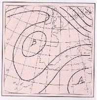 Las Situaciones De Lluvias Torrenciales En El área Mediterránea Española Y El Plan Previmet (I) Fig. 9: Mapa esquemático dc 500 hPa correspondiente a la situación tipo 6. En superficie (no mostrado) suele existir un flujo débil de Levante.