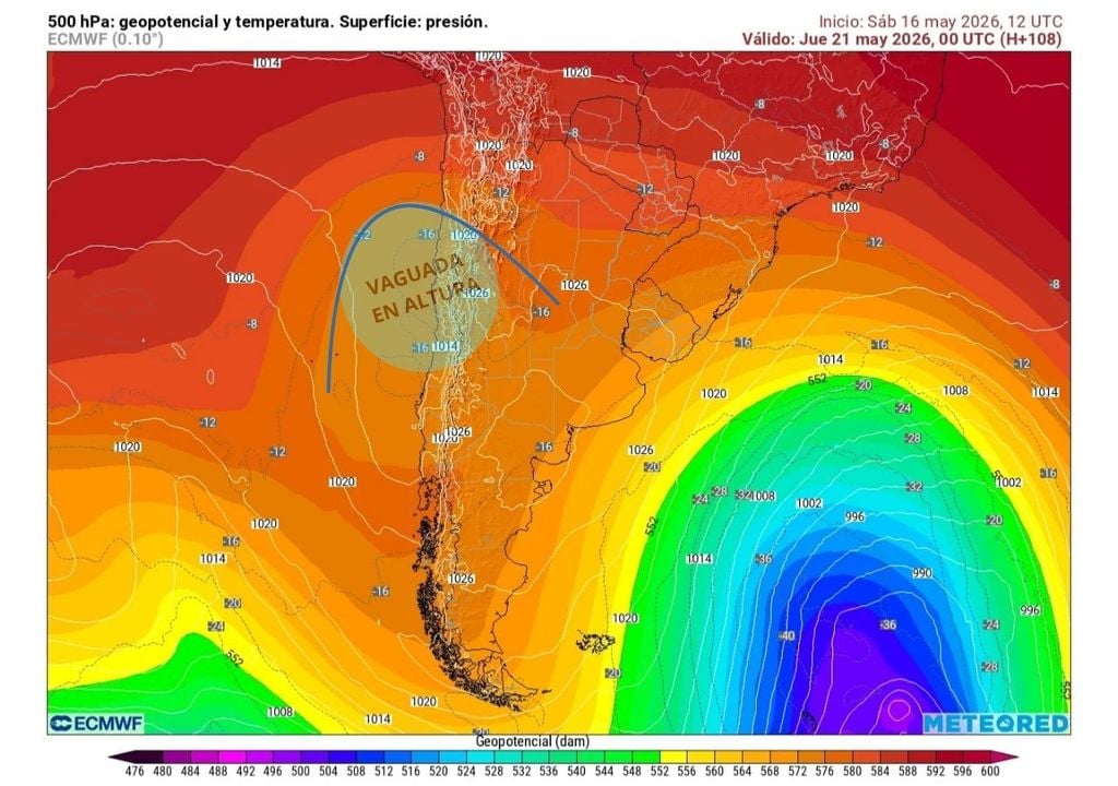 Entre el miércoles y jueves ingresará una vaguada en altura que favorecerá la formación nubosa y el descenso térmico en la zona central.