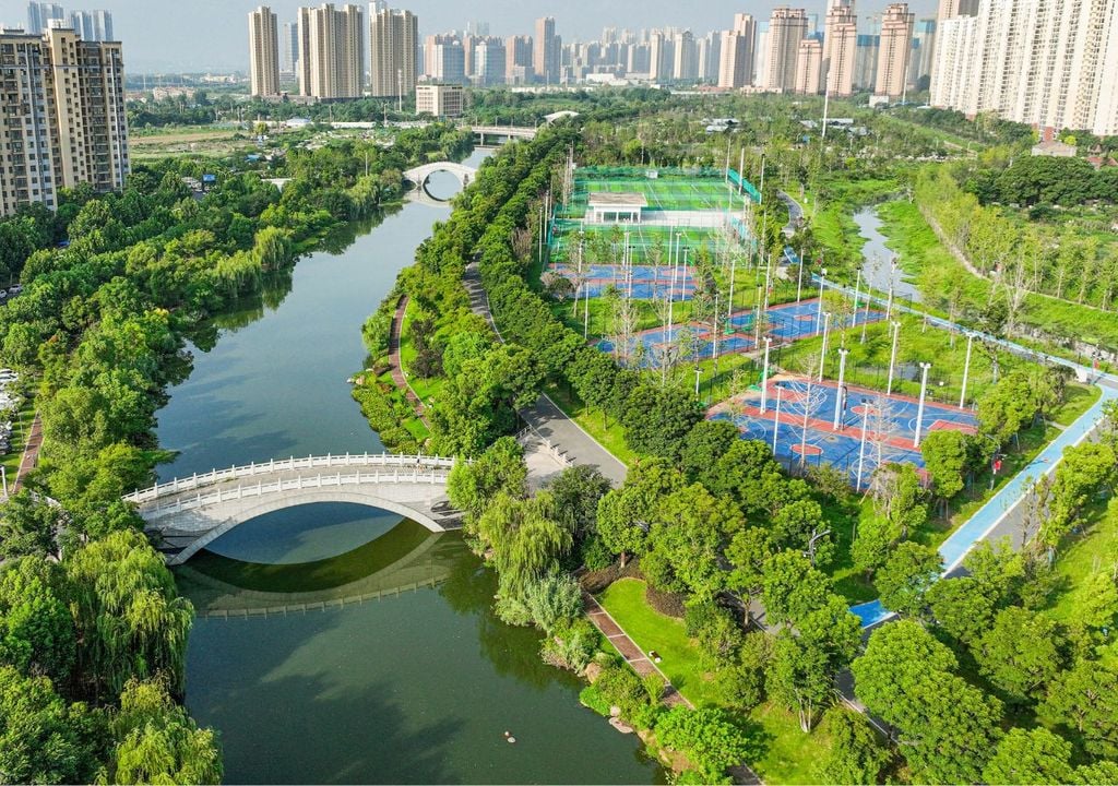 Corredor verde de Wuhan El "corredor verde" de Wuhan, una infraestructura ecológica que mejora la biodiversidad urbana y crea espacios para las personas.