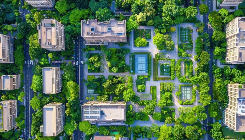 Alberi in città Un esempio di integrazione delle aree verdi tra gli edifici moderni