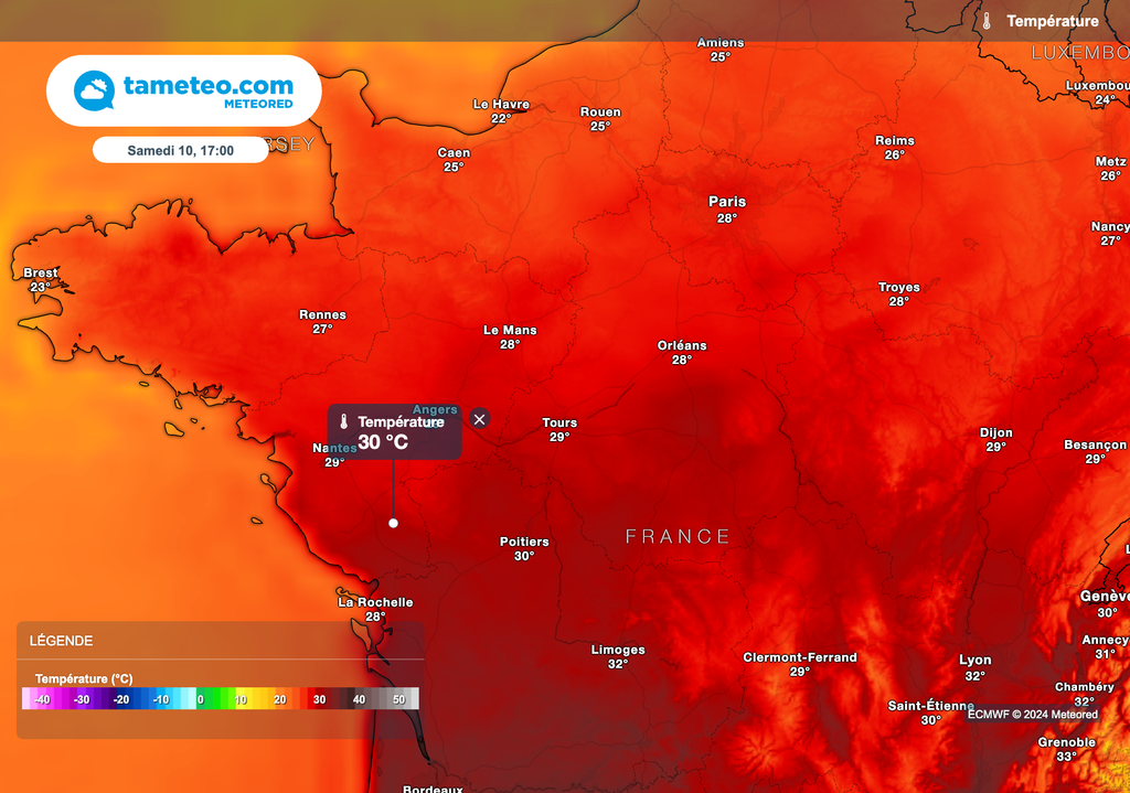 Températures encore raisonnables samedi après-midi au nord de la Loire.