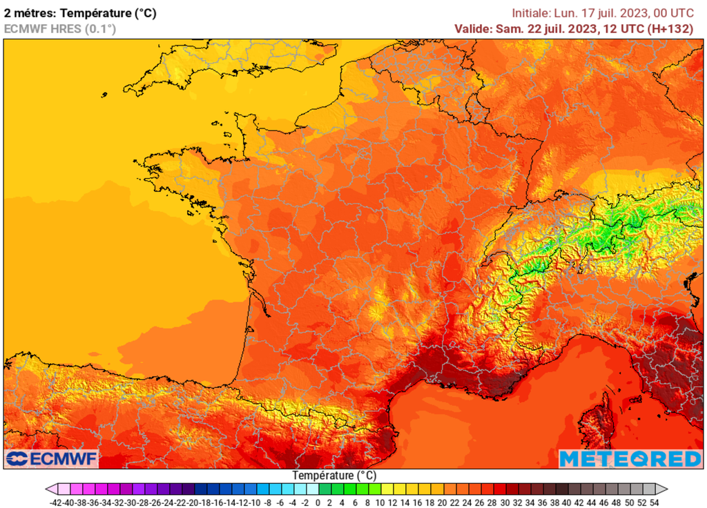 Le risque de fortes chaleurs sera en recul au fil des jours de la semaine. Seul le pourtour méditerranéen sera toujours sous l'influence du dôme de chaleur.