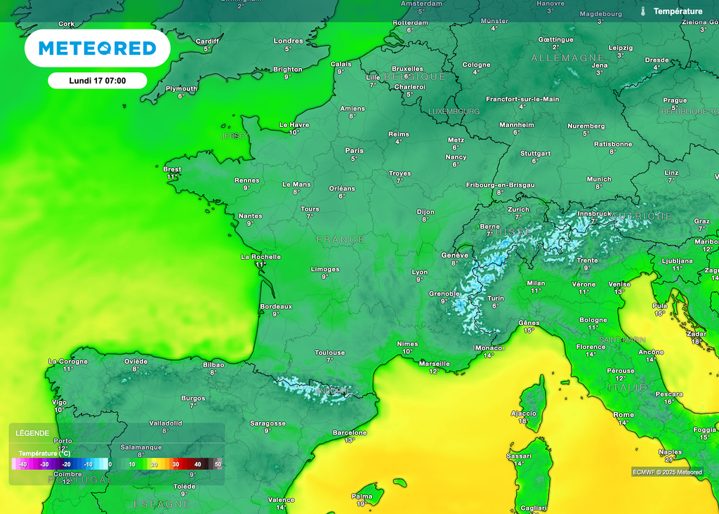 Les températures de lundi matin seront aussi en baisse.