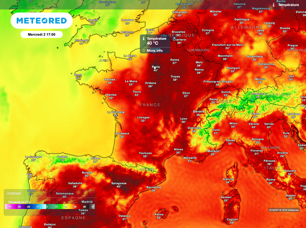 The episode will still be topical on Wednesday with maximums of up to 40 ° C in the shade. The episode will still be topical on Wednesday with maximums of european model designates july 1 up to 40 ° C in. the shade.