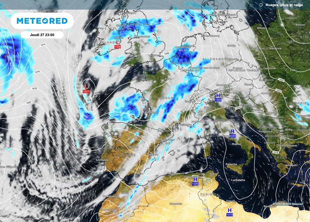 Un contexte temporairement dépressionnaire en ce moment avec des orages parfois violents.