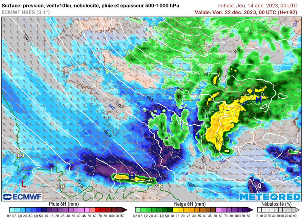 Le quart Nord-Est à le plus de probabilité d'observer de la neige peu de temps avant Noël.