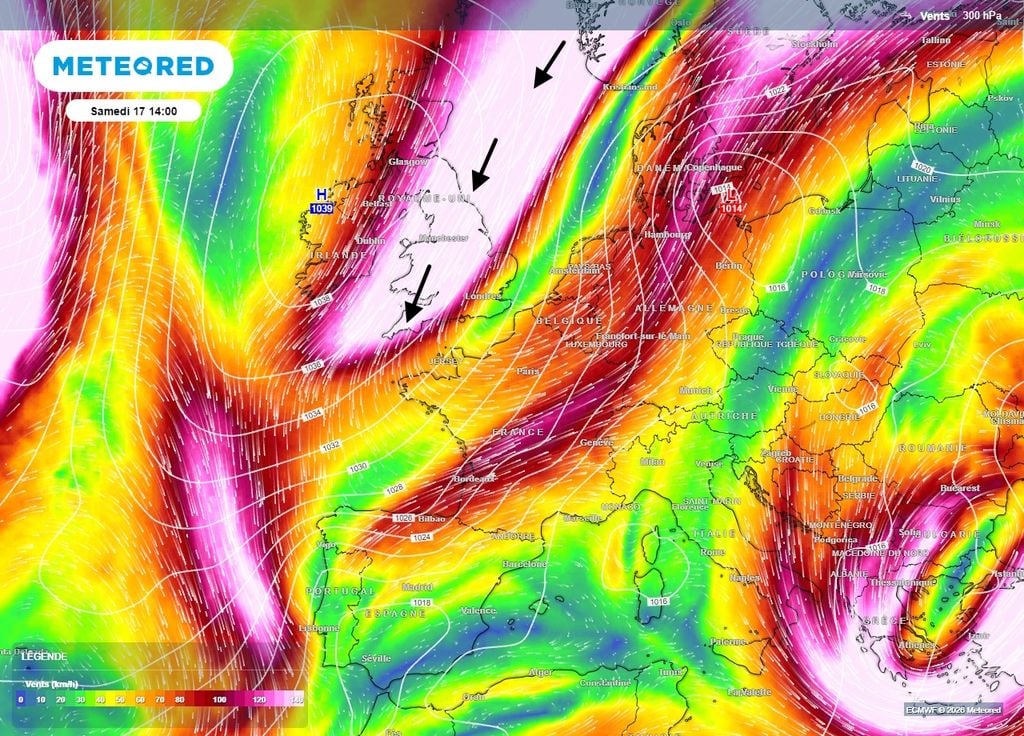 Un puissant anticyclone britannique fera basculer le courant-jet au secteur nord ce samedi Un puissant anticyclone britannique fera basculer le courant-jet au secteur nord ce samedi