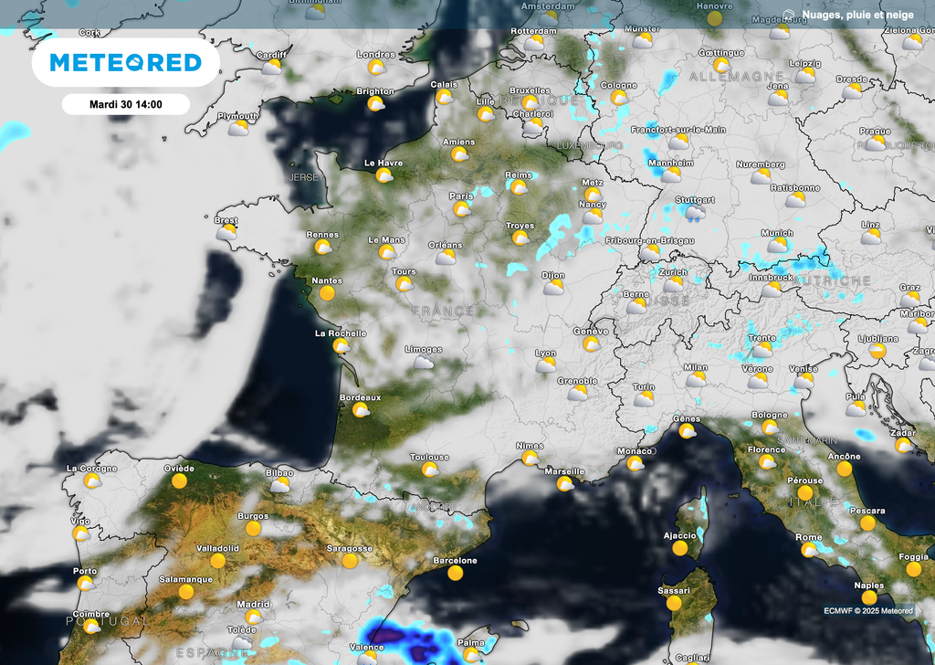 De rares ondées envisagées par le modèle européen ECMWF.