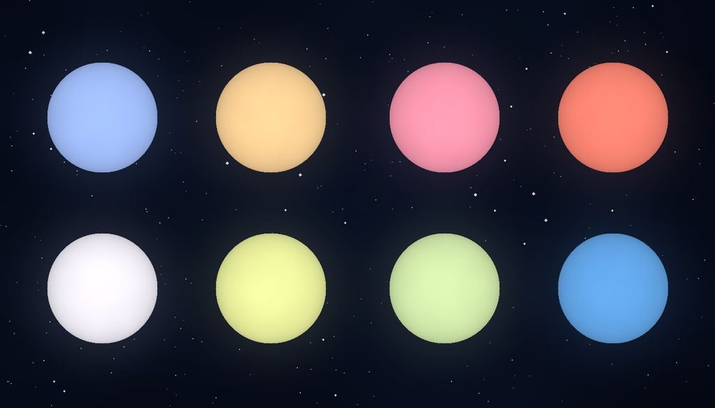 nana bianca La varietà cromatica delle nane bianche, dall'azzurro al giallo, al rosa e al verde. Il colore dipende dalla temperatura e dalla composizione dell'atmosfera. Credit: Mark Hollands.