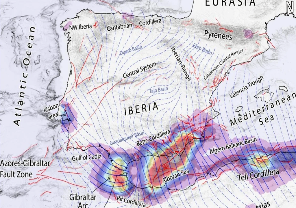 Los datos de deformación geodésica confirman la lenta rotación de Iberia en el sentido de las agujas del reloj respecto a Eurasia y África - Asier Madarieta-Txurruka et al. 2026 Gondwana Research. Crédito de la imagen: Asier Madarieta-Txurruka et al. 2026 Investigación de Gondwana