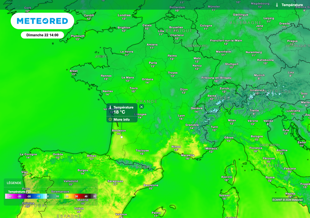 La douceur se renforcera pas le sud dimanche.