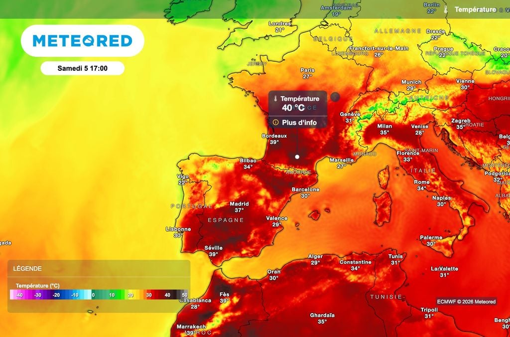 Très sérieux coup de chaud en fin de semaine entre l'Espagne et la France ! Très sérieux coup de chaud en fin de semaine entre l'Espagne et la France !