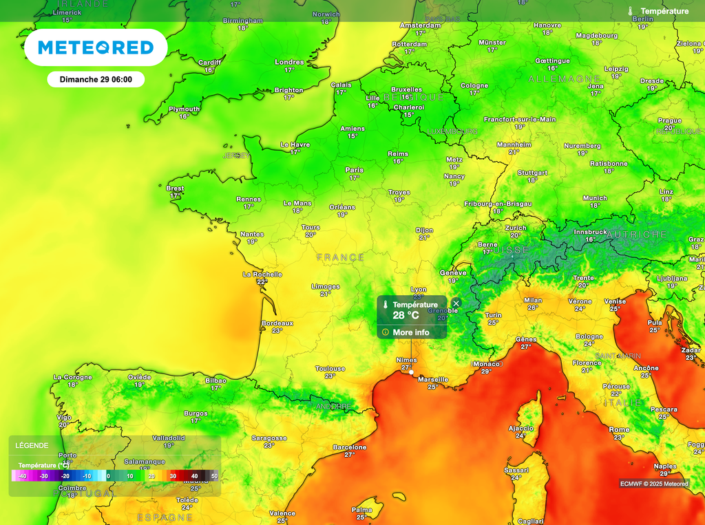 Chaleur matinale en basse vallée du Rhône avec 28°C possibles dimanche matin !