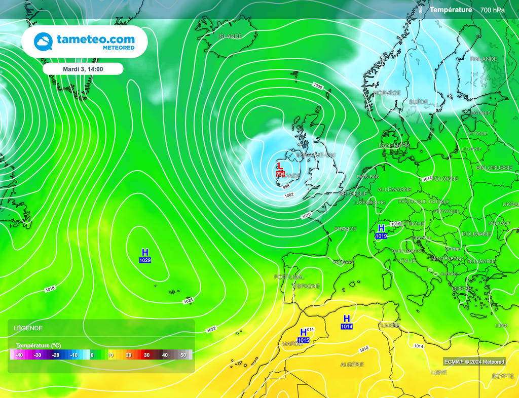 Petit à petit, une vaste dépression devrait s'isoler en goutte froide la semaine prochaine.