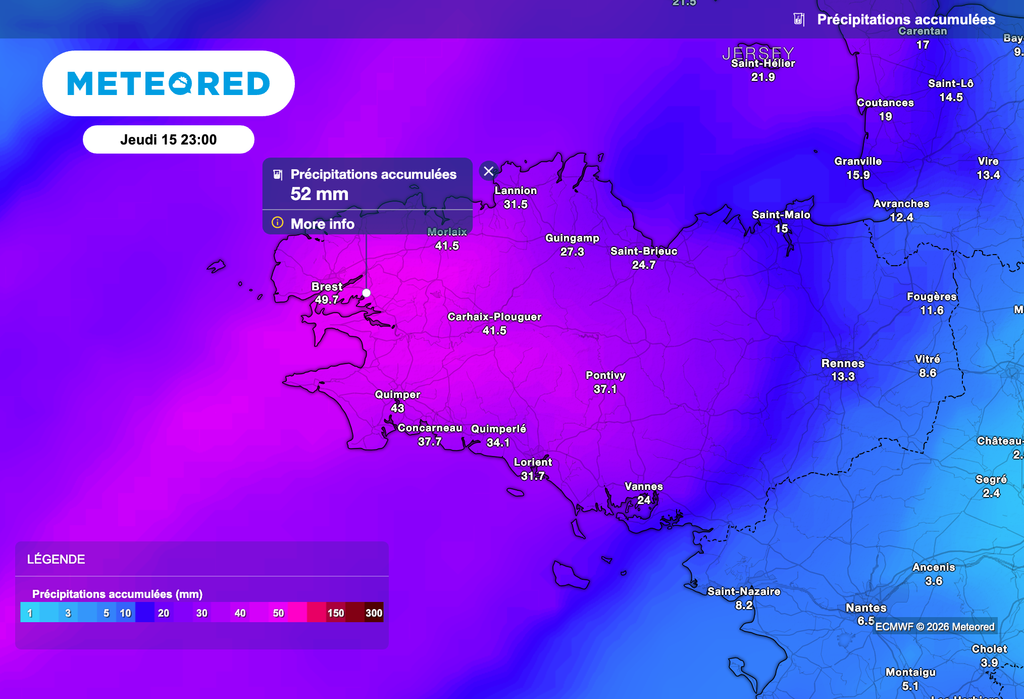 Très fortes pluies prévues ce jeudi en Bretagne.