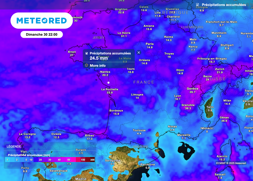 Les perturbations vont défiler sur la France au cours de 7 à 10 prochains jours.