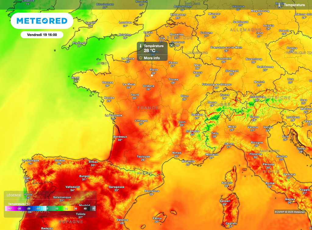 Températures pleinement estivales pour une grande partie du pays.