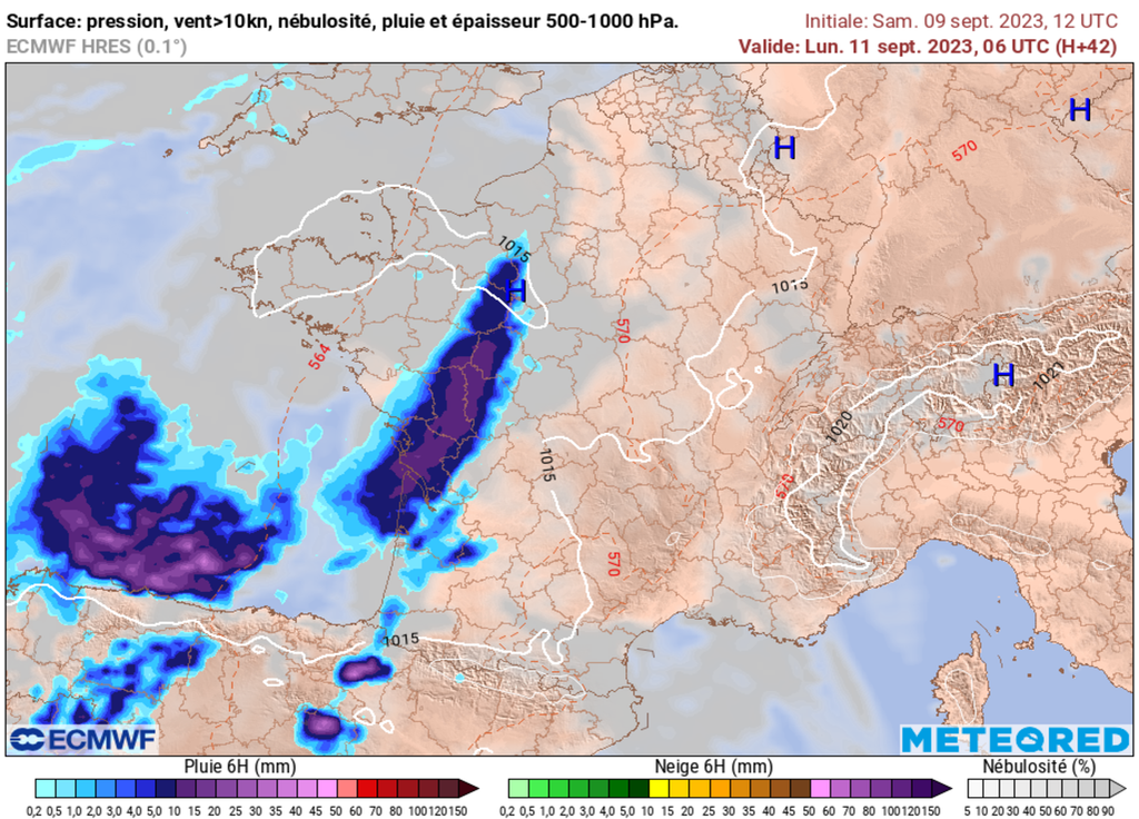 El lunes por la mañana pueden producirse fuertes tormentas locales, al menos en el oeste de Francia.