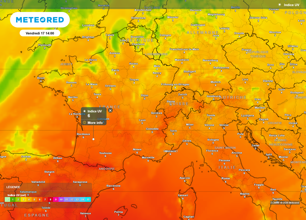 Vendredi sera la journée la plus douce de la semaine : en vous exposant au soleil, vous risquez d'attraper un coup de soleil en moins de 50 minutes !