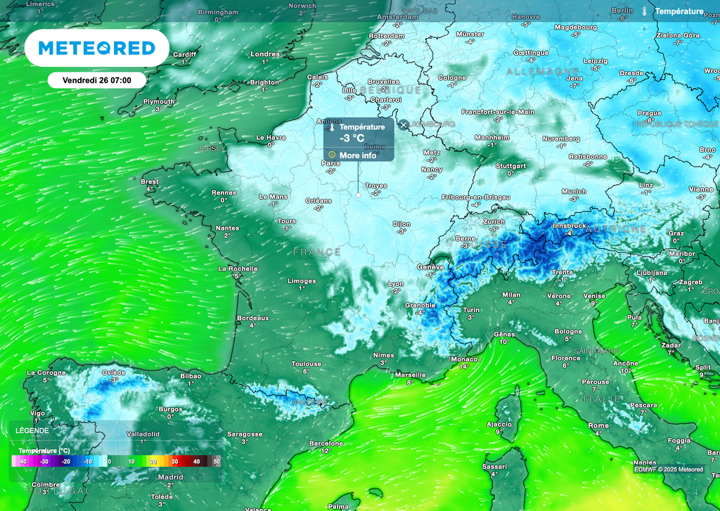 Des gelées de plus en plus présentes au fil des jours de la semaine.