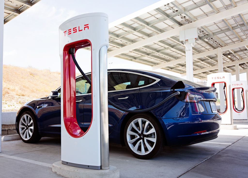 Tesla electric car charging battery