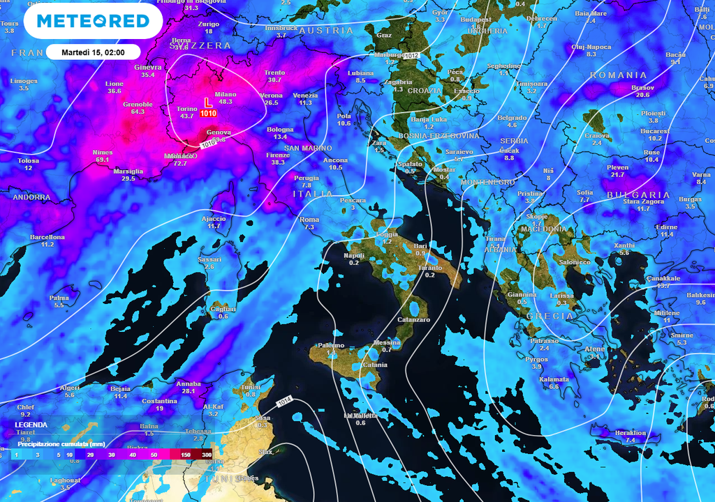 Piogge dei prossimi giorni.