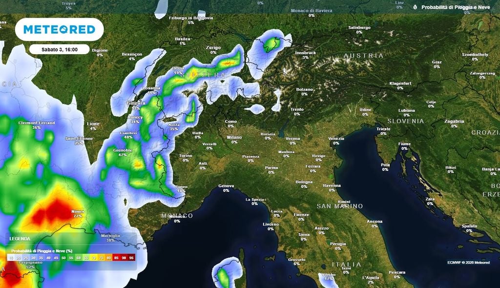 Una perturbazione cercherà di affacciarsi sull'Italia Rischio pioggia per sabato sui settori nord occidentali