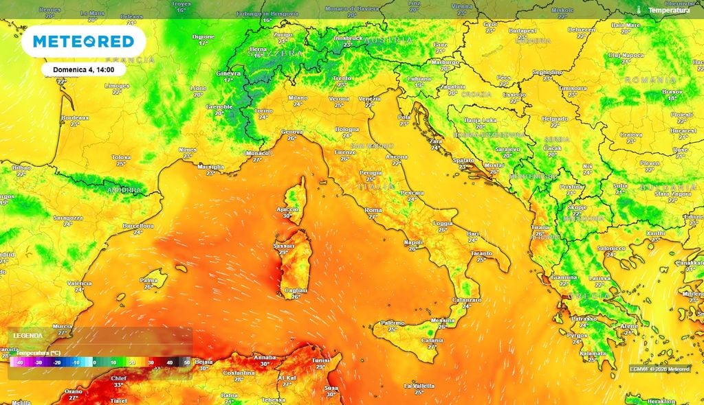 Anticiclone si, ma caldo senza eccessi Le temperature massime previste per la giornata di domenica 4 ottobre
