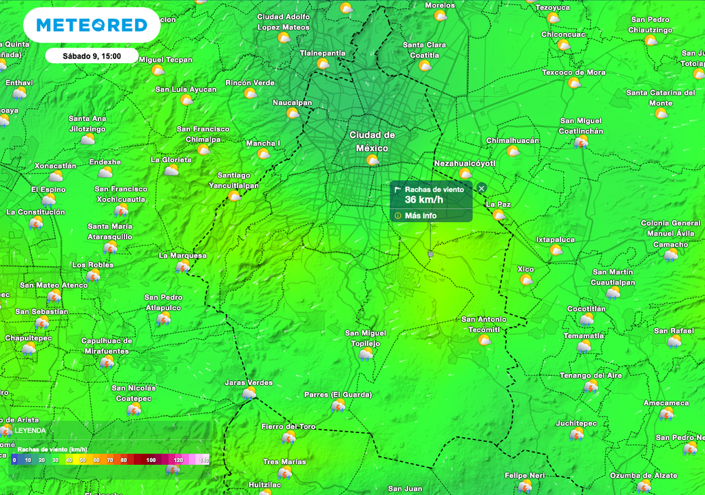 Rachas de viento CDMX sábado