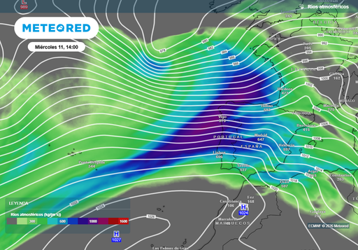 Llega el momento &aacute;lgido del nuevo r&iacute;o atmosf&eacute;rico: cu&aacute;ndo y en qu&eacute; zonas la lluvia ser&aacute; m&aacute;s intensa
