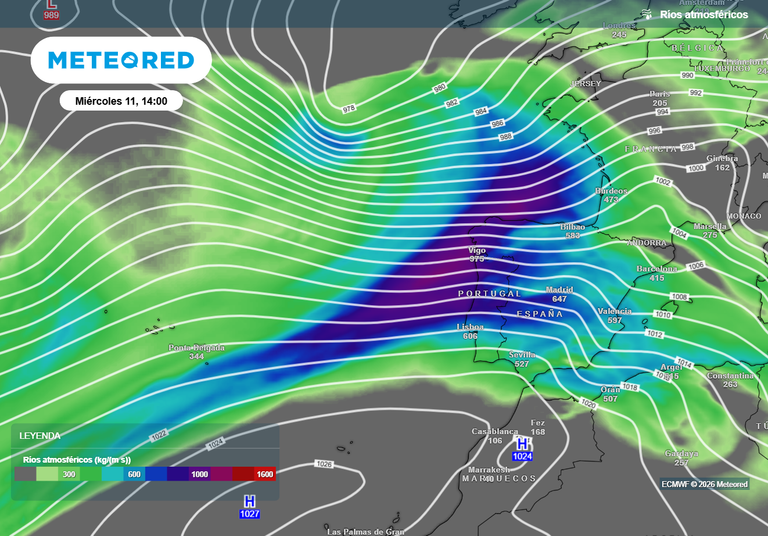 Llega el momento &aacute;lgido del nuevo r&iacute;o atmosf&eacute;rico: cu&aacute;ndo y en qu&eacute; zonas la lluvia ser&aacute; m&aacute;s intensa