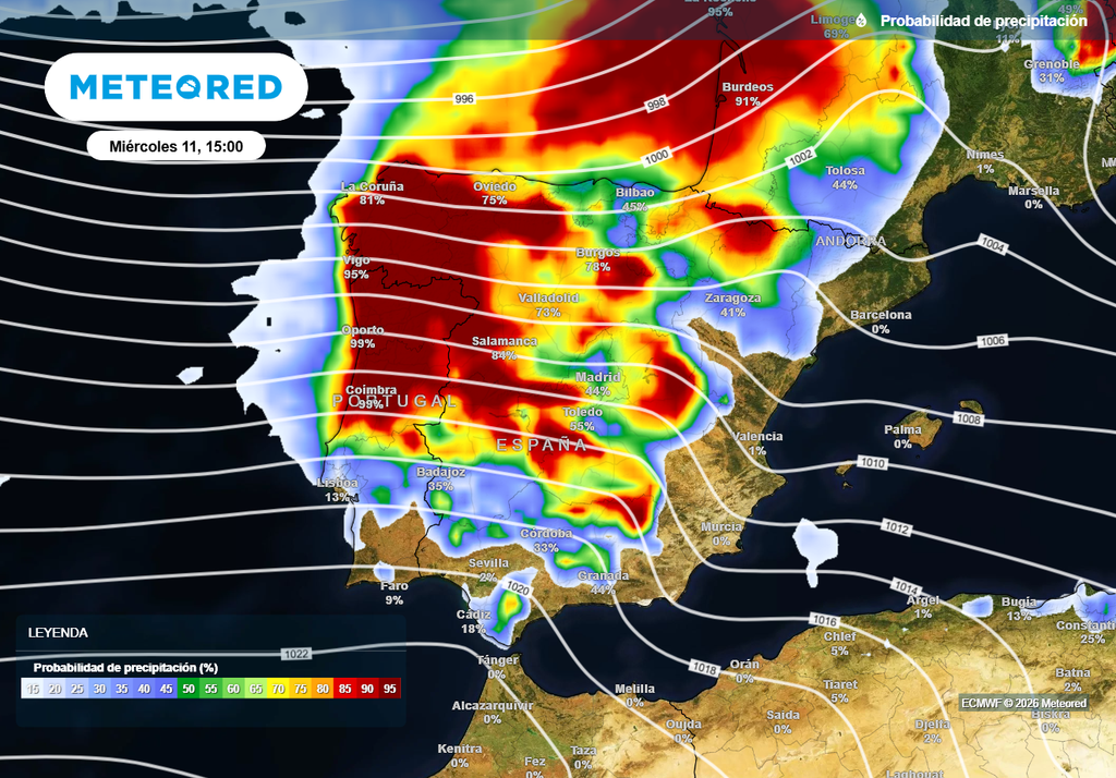 Este miércoles las precipitaciones aparecerán en amplias zonas, aunque los acumulados serán dispares.