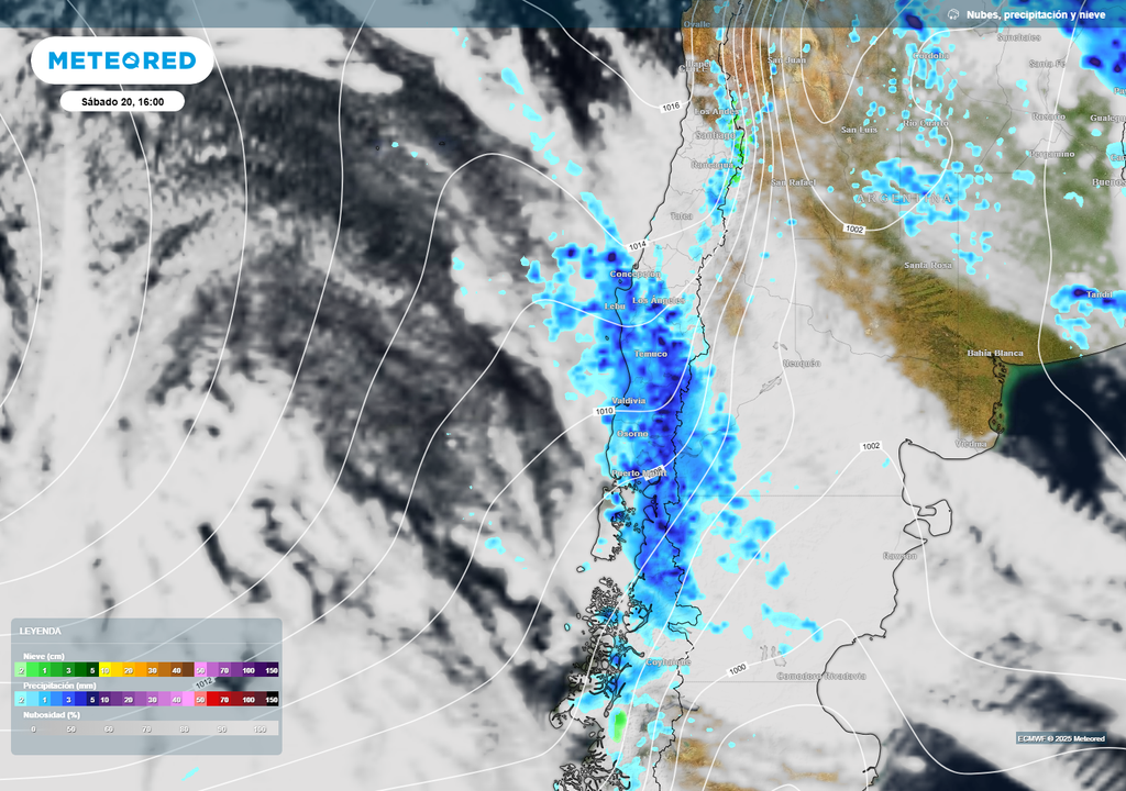 Mapa de lluvia y nieve.