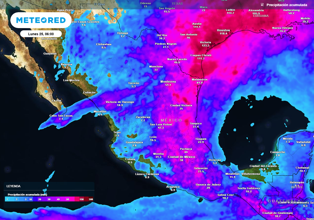 Acumulado de lluvias en milímetros próximos 5 días Lluvias y tormentas en el noreste, centro, oriente y sur serán fuertes a severas con más de 75 mm acompañadas de granizo y hasta tornados; probables inundaciones.