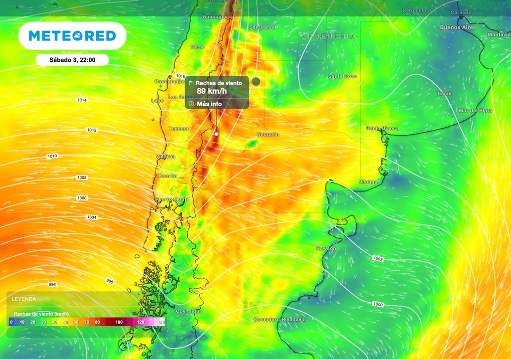 Viento Patagonia El viento tendrá períodos intensos en el centro y norte de la Patagonia con máximos especialmente en sectores precordilleranos de Neuquén.