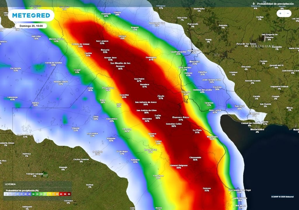 Argentina alerta SMN ráfagas granizo naranja Tarde de domingo muy inestable en el centro de Argentina con el avance de tormentas fuertes a severas.