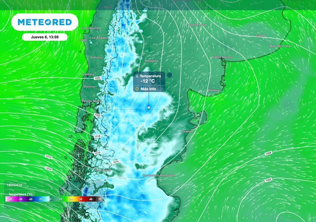 Frio Patagonia Para el jueves la depresión responsable de las lluvias y nevadas en el norte de la Patagonia ya se moverá hacia Buenos Aires. Por detrás ingresará aire frío que producirá heladas intensas en algunos sectores de la Patagonia.