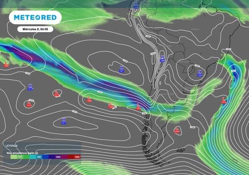 Llega un importante r&iacute;o atmosf&eacute;rico a la Patagonia: hasta 48 horas de lluvias persistentes en Bariloche y la cordillera