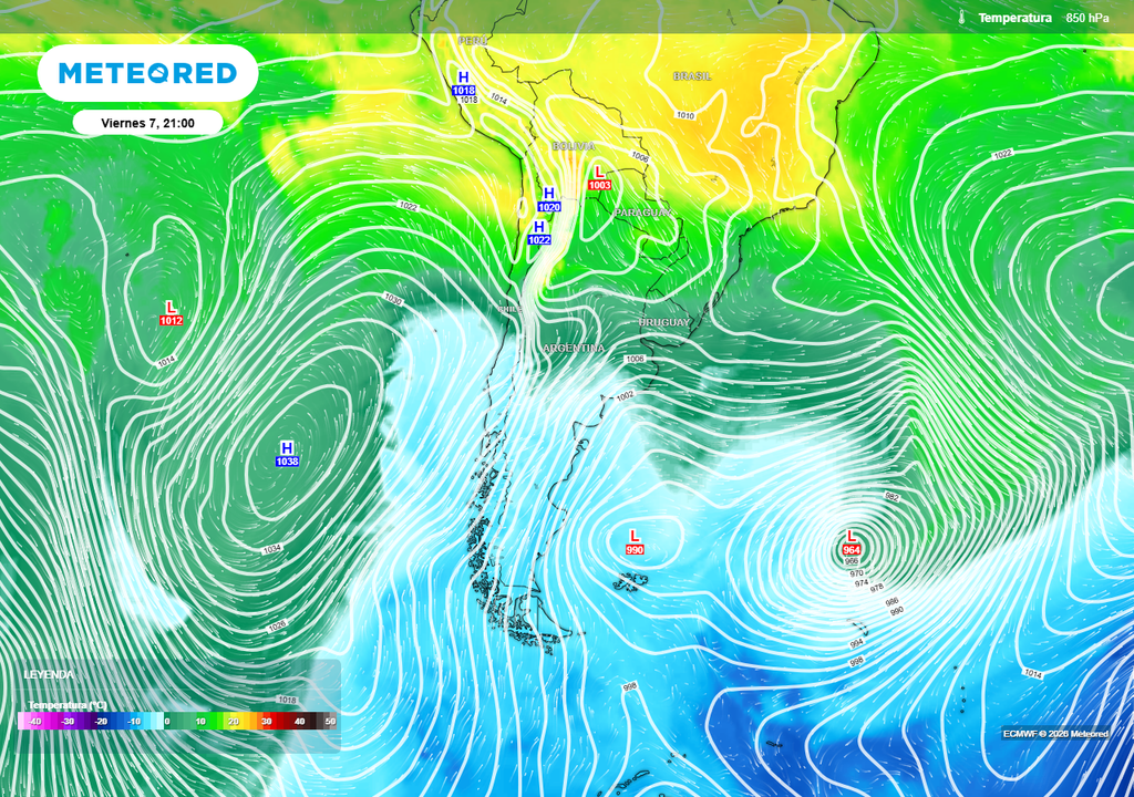 Argentina tiempo pronóstico frío agosto Se prevé un fuerte ingreso de aire frío a Argentina a partir del viernes 7.