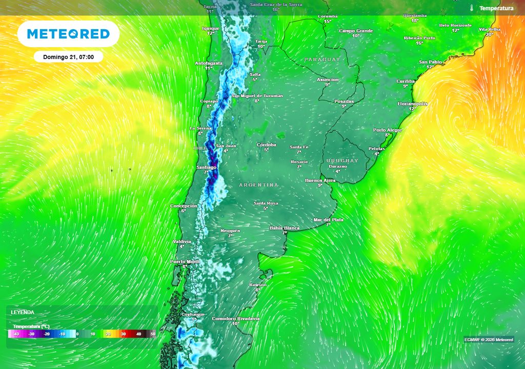 Tiempo Argentina pronóstico Temperaturas previstas del domingo Día del Padre a primera hora de la mañana.
