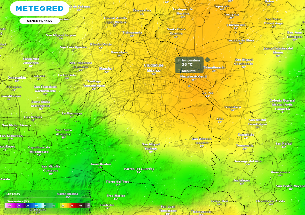 calor La tarde será ligeramente cálida con máximas alrededor de 26 °C en alcaldías como Iztapalapa e Iztacalo.