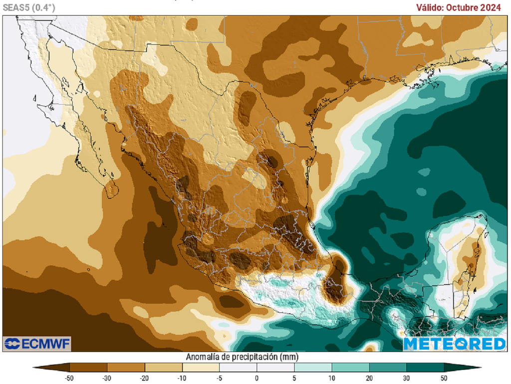 Anomalía de precipitaciones en octubre Anomalía de precipitaciones en octubre